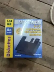 Safe-Store 3 ½” 1.44MB High Density Floppy Diskettes 10 Pack NIB IBM Formatted
