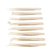8PCS Eyelash Extension Tweezers Set Stainless Steel Straight Curved Tip Twee WPD