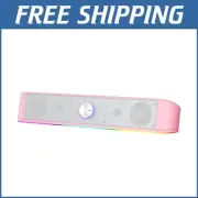 Dynamic Lighting Pink Soundbar - USB Powered 2.0 Channel Speaker with Rich Sound