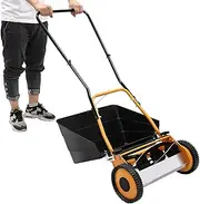 Fermoirper 16" Lawnmower Wheeled Lawn Mower Hand Push Lawn Mower 2-in-1 Function Adjustable Height High Efficiency Walk-Behind Lawn Mowers Walk-Behind Powerless Mower 16” Aluminum Wheels