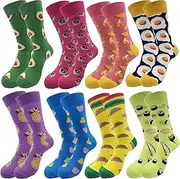 [rockbottom] Men's Fun Set Dress Socks-Colorful Funny Novelty Cotton Funky Crew Socks Pack,Art Socks