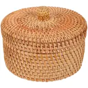 Wicker Storage Basket with Lid Bins Lids Rattan Box Premium Material