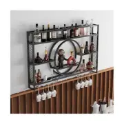 Wine Rack Wall Mounted with Wine Glass Rack Floating Bar Shelves for Liquor B...
