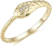 [Mutian] S925 Sterling Silver Unique Personality Teardrop Snake, Eyes Set with Green spines, Retro Style Zodiac Animals, Stackable Women's Rings, Gifts