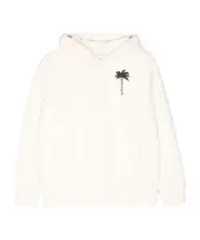 Palm Angels Kids The Palm Drop Shoulder Hoodie 10Y cream-colored