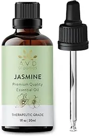AVD Organics Jasmine Essential Oil 30ml | Premium Aromatherapy Therapeutic Grade Oil for Soaps, Candles, Massage, Skin Care, Perfumes, Home Fragrance Acetite for Diffuser| 1 fl.oz