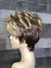 Sexy short brunette to blonde mixed highlights ombré pixy cut Theatrical wig