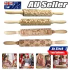 Christmas Embossing Rolling Pin Engraved Elk Baking Cookies Cake Roller Xmas SK