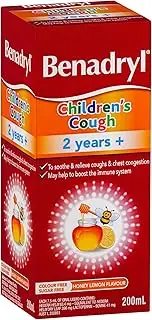 Benadryl Children's Cough Liquid Honey Lemon Flavour 200mL|Soothes & relieves coughs & chest congestion|May help to boost the immune system.