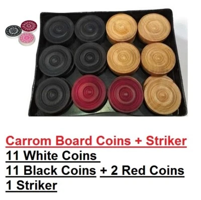 Carrom Board Coins 24 pack Box + One Striker- Carom Indian Board Coins