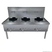 GasMax Stainless Steel Waterless Nature Gas Triple Wok - Woks (WW-3N)