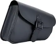 Motorcycle Swingarm Bag with Black Synthetic Leather, Swing Arm Bag Motorcycle Saddlebag Left Side Tool Bag Fit for Softail/Triangulated Swingarm Models Dyna Low Rider Fat Bob, an Adjustable Strap