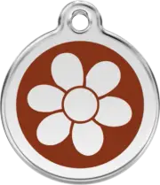 Red Dingo Flower Brown Tag - Lifetime Guarantee - Cat, Dog, Pet ID Tag Engraved