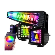 FEELON 42" Curved RGB LED Light Bar 2X 4" Flood LED Pods with Chasing RGB Hal...