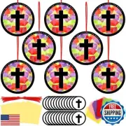 Motipuns 32 Sets Easter Cross Suncatchers Craft Kits DIY Christian Religious