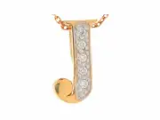 10k or 14k Two-Toned Gold Floating Initial Letter J White CZ Slide Charm Pendant