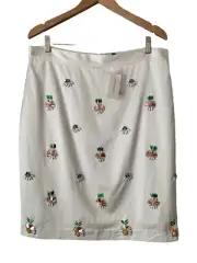 BANANA REPUBLIC Pencil Skirt Beads and Sequins White Sz 14 Embellished NWT $128