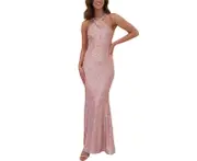 Women's Halter Sequin Evening Gown Formal Holiday Dresses