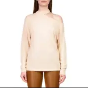 Sanctuary Full Time Lover Knit Cold Shoulder Pullover Top Shirt Oat Milk Size XS