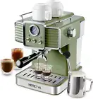 Espresso Coffee Maker Machine 15 Bar Milk Frother Removable Tank Vintage Green