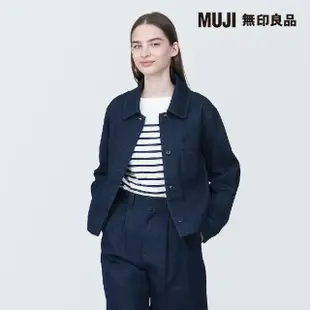 【MUJI 無印良品】女吉貝木棉混丹寧襯衫外套(暗藍)