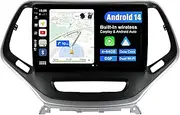 Android 14 IPS Car Stereo for Jeep Cherokee 5 KL(2013-2020) - 4G+64G - Wireless CarPlay/Android Auto - LED Camera + MIC - 10.1 Inch 2 Din - DAB Steering Wheel Fast-Boot 360-Cam WiFi AHD