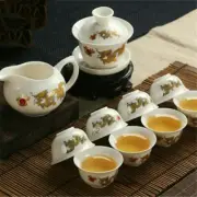 Tea Pot Dragon White Jade Porcelain Ceramic KungFu Tea Set Cup Teapot Sauser Set
