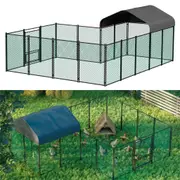 FIN L-Shape Chicken Run Coop Durable Galvanized Outdoor Hen House Animals Protector