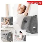 Large Triangular Headboard Pillow with Storage Pockets - Perfect Reading Support