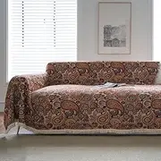 [Xiao Hua] Couch Cover Polyester Cotton Sofa Covers Sofa Towel Cover for Living Room Sofa Easy Fit Washable Furniture Sofa Protector 70.87 * 133.83inch (Brown A)