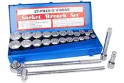 27Pc Heavy Duty Socket Wrench Set 3/4" Drive Metric & Imperial Extension Case