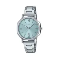 在飛比找PChome24h購物優惠-【CASIO SHEEN】高雅時尚簡約八角不鏽鋼腕錶-淡藍款