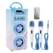 Kids Bluetooth Karaoke Machine with 2 Microphones, Wireless Remote Control Po...