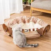 Cat Bed - Cat Tunnel Bed,cat Beds for Indoor Cats Clearance,cat Tunnel Toy Play Center with Collapsible Tube and Removable Thick Bed and Cushion Mat Cat Bed Cave (Color : C2, Size : 126 * 27 * 55cm)
