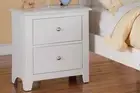 White Nightstand w/ 2 Drawers - Wooden Bedside Table