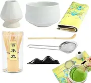 Matcha Kit Set - 7 Ceramic Japanese Tea Set, Matcha Tools Kit | Green Matcha Whisk Set and Japanese Tea Kit, Traditional Japanese Matcha Tea Set, Matcha Accessories Set for Matcha Ceremony