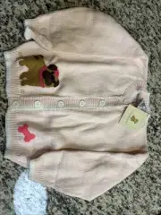 NWT Victoria Kids Size 3Y Light Pink Puppy Cardigan