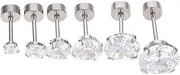 [BESTYASH] 6pcs Stainless Steel Earrings for Men Hypoallergenic Zirconia Cartilage Ear Studs Durable and Comfortable for Parties Weddings and Casual Wear