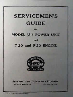 T-20 F-20 U-7 McCormick International TracTracTor Crawler Tractor Service Manual