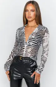 Lioness Collins Mesh Top Zebra