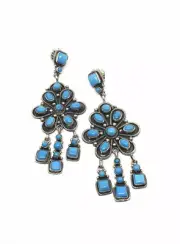 E. Largo Navajo Native American Handmade Sleeping Beauty Turquoise Earrings