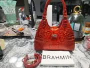 Brahmin Melbourne Collection Radiant Red Adrian Satchel Bag