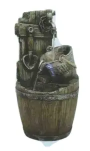 COURTYARD TAP BUCKET WATER FEATURE FOUNTAIN INDOOR OUTDOOR BENCH TOP HOME DECOR