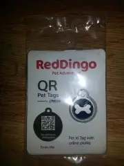QR Pet ID Tag ~ RedDingo ~ Small Bone ~ Blue ~ Retail $19.95