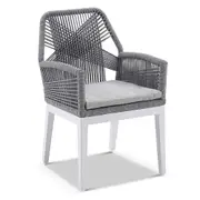 Santorini Outdoor 4 Seater Square Aluminium Dining Table with Hugo Rope Chairs - Outdoor Dining Settings