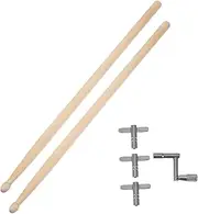 JEWEDECO 1 Set Drum Sticks and Drum Key Drumsticks with Wrenches for Quick Tuning and Maintenance of Essential Accessory for