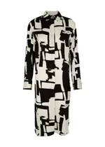 Day Birger ET Mikkelsen Berry Printed Satin Shirt Dress - Black And White - 38 (UK12 / M) 38 (UK12 / M)
