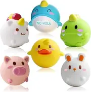 Baby Bath Toys Mold Free Infant for 12-18 Months Boys Girls- 6pcs No Hole Animal Bathtub, Baby Bath Tub Toys for Toddlers 1-3 No Mold Floating Water(No Light)