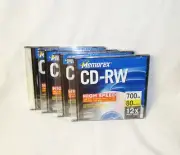 4 High Speed Memorex CD-RW Discs 12X 700 MB Blank Media