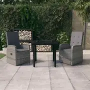 3 Piece Garden Dining Set with Cushions Grey AU Stock Outdoor Living